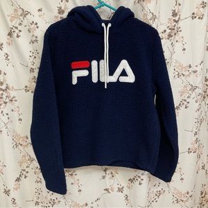 FILA women’s size S small navy blue fleece sherpa teddy hoodie